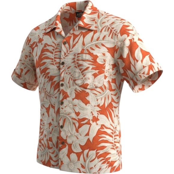 Tommy Bahama Other - Tommy Bahama Linen Camp Shirt Mens M Orange Floral Tropical Island Hong Kong